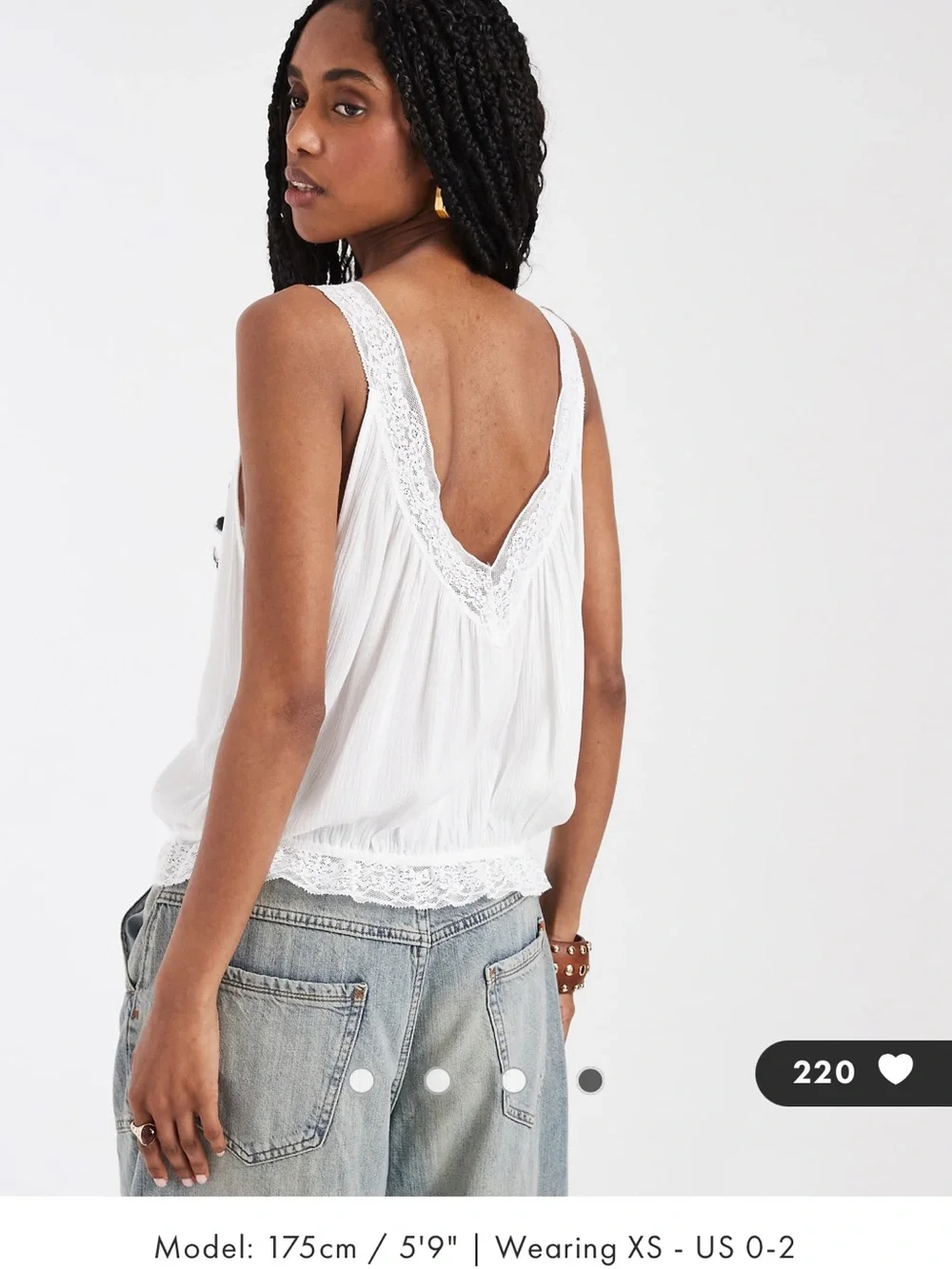 Free People Celeste White Lace-Trim V-Neck Tank Top Women’s Small